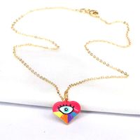 Fashion Devil's Eye Heart Shape Gold Plated Plating Women's Pendant Necklace 1 Piece sku image 4
