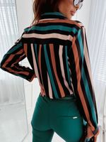 Women's Blouse Long Sleeve Blouses Printing Pocket Fashion Stripe main image 3