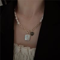 Retro Brief Herzform Legierung Perle Inlay Hülse Halskette 1 Stück main image 4
