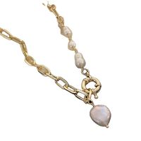 Wholesale Jewelry Retro Geometric Pearl Iron Inlaid Gold Necklace main image 2