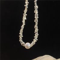 Retro Geometric Silver Plated Inlay Artificial Pearls Women's Necklace 1 Piece sku image 1