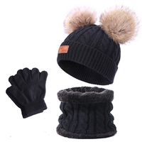 Kid's Fashion Solid Color Pom Poms Wool Cap main image 3