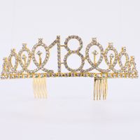 Fashion Crown Metal Plating Hollow Out Inlay Rhinestones Crown 1 Piece sku image 4