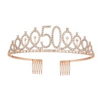 Fashion Crown Metal Plating Hollow Out Inlay Rhinestones Crown 1 Piece sku image 16