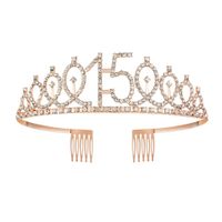 Fashion Crown Metal Plating Hollow Out Inlay Rhinestones Crown 1 Piece sku image 21