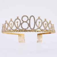 Fashion Crown Metal Plating Hollow Out Inlay Rhinestones Crown 1 Piece sku image 11