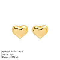 Fashion Heart Shape Stainless Steel Plating Ear Studs 1 Pair main image 4