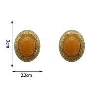 Retro Oval Alloy Plating Inlay Artificial Gemstones Women's Ear Studs 1 Pair main image 5