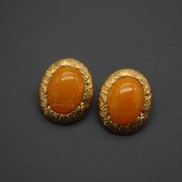 Retro Oval Alloy Plating Inlay Artificial Gemstones Women's Ear Studs 1 Pair main image 3