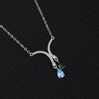 Sweet Water Droplets 925 Silver Plating Zircon Pendant Necklace main image 4