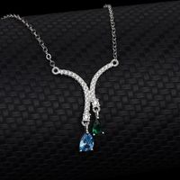 Sweet Water Droplets 925 Silver Plating Zircon Pendant Necklace main image 3