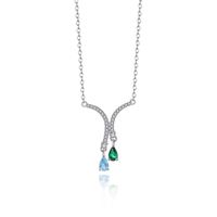 Sweet Water Droplets 925 Silver Plating Zircon Pendant Necklace sku image 1