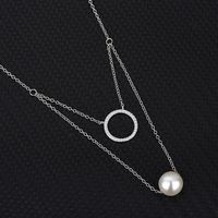 Simple Style Round Sterling Silver Plating Artificial Pearls Pendant Necklace main image 3