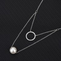 Simple Style Round Sterling Silver Plating Artificial Pearls Pendant Necklace main image 4