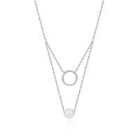 Simple Style Round Sterling Silver Plating Artificial Pearls Pendant Necklace sku image 1
