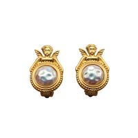 Retro Angel Alloy Plating Inlay Pearl Women's Ear Clips 1 Pair main image 2
