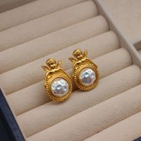Retro Angel Alloy Plating Inlay Pearl Women's Ear Clips 1 Pair main image 1