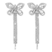 Retro Full Diamond Butterfly Tassel Earrings Wholesale Nihaojewelry sku image 1