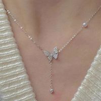 Fashion Butterfly Alloy Inlay Zircon Women's Pendant Necklace main image 1