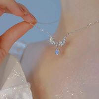 Fashion Angel Wings Water Droplets Alloy Inlay Rhinestones Women's Pendant Necklace 1 Piece main image 1