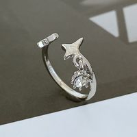 Fashion Star Alloy Inlay Rhinestones Unisex Open Ring 1 Piece main image 4