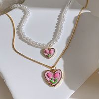 Fashion Heart Shape Flower Alloy Wholesale Layered Necklaces main image 5