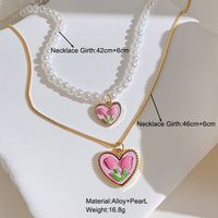 Fashion Heart Shape Flower Alloy Wholesale Layered Necklaces main image 4