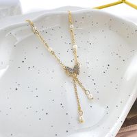 Fashion Butterfly Alloy Pearl Inlay Rhinestones Women's Pendant Necklace 1 Piece main image 5