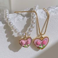 Fashion Heart Shape Flower Alloy Wholesale Layered Necklaces main image 2