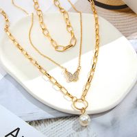 Fashion Butterfly Alloy Inlay Artificial Pearls Rhinestones Women's Clavicle Chain Layered Necklaces 1 Piece main image 5