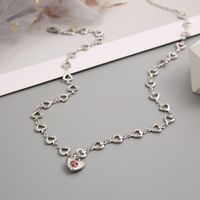 Fashion Heart Shape Alloy Inlay Rhinestones Women's Pendant Necklace 1 Piece main image 2