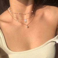 Fashion Butterfly Alloy Inlay Artificial Pearls Rhinestones Women's Clavicle Chain Layered Necklaces 1 Piece sku image 1