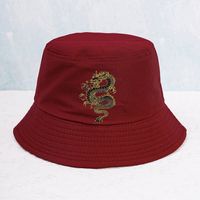 Unisex Simple Style Dragon Sewing Wide Eaves Bucket Hat sku image 4