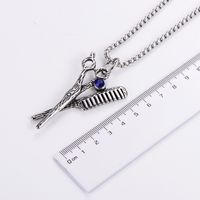 Punk Scissors Comd Stainless Steel Carving Rhinestones Pendant Necklace 1 Piece main image 4