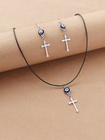 Fashion Cross Eye Stainless Steel Resin Enamel Earrings Necklace main image 1