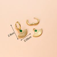 Vintage Style Sector Heart Shape Stainless Steel Gold Plated Zircon Dangling Earrings 1 Pair main image 3