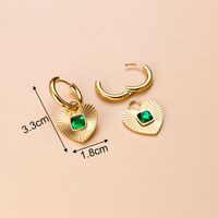 Vintage Style Sector Heart Shape Stainless Steel Gold Plated Zircon Dangling Earrings 1 Pair main image 4