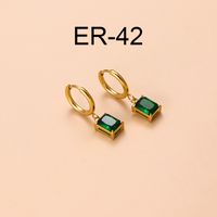 Vintage Style Sector Heart Shape Stainless Steel Gold Plated Zircon Dangling Earrings 1 Pair sku image 3