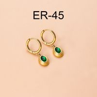 Vintage Style Sector Heart Shape Stainless Steel Gold Plated Zircon Dangling Earrings 1 Pair sku image 4