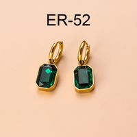 Vintage Style Sector Heart Shape Stainless Steel Gold Plated Zircon Dangling Earrings 1 Pair sku image 6