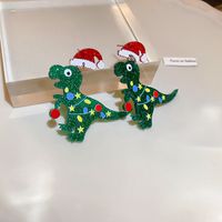 1 Pair Simple Style Christmas Hat Dinosaur Arylic Drop Earrings main image 1