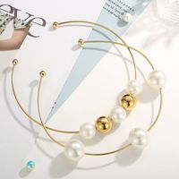 Baroque Style Round Stainless Steel Pearl Plating Choker 1 Piece main image 7