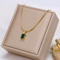 Fashion Square Stainless Steel Plating Inlay Zircon Pendant Necklace 1 Piece sku image 12
