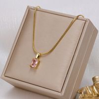 Fashion Square Stainless Steel Plating Inlay Zircon Pendant Necklace 1 Piece sku image 21