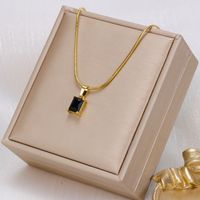 Fashion Square Stainless Steel Plating Inlay Zircon Pendant Necklace 1 Piece sku image 11
