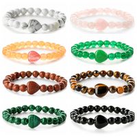 Retro Heart Shape Beaded Natural Stone Bracelets 1 Piece main image 1