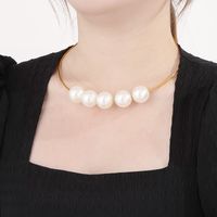 Baroque Style Round Stainless Steel Pearl Plating Choker 1 Piece main image 2