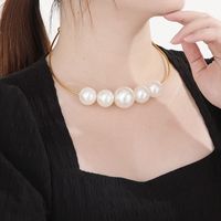 Baroque Style Round Stainless Steel Pearl Plating Choker 1 Piece main image 3