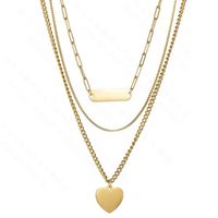 Simple Style Heart Shape Stainless Steel Plating Layered Necklaces 1 Piece main image 7