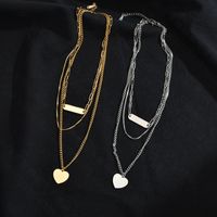 Simple Style Heart Shape Stainless Steel Plating Layered Necklaces 1 Piece main image 5